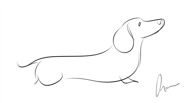 Minimalist Dachshund Line Drawing Black and White Vector