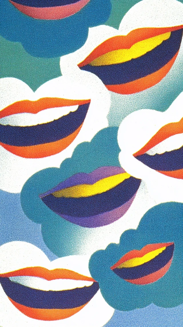 Smiling Mouths Illustration Cheerful Surreal Art