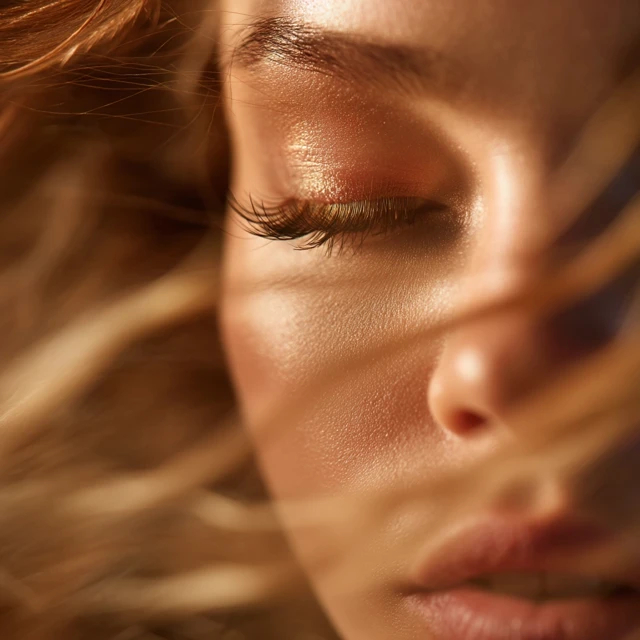 Dynamic Beauty Photo: Fluttering Lashes and Radiant Glow