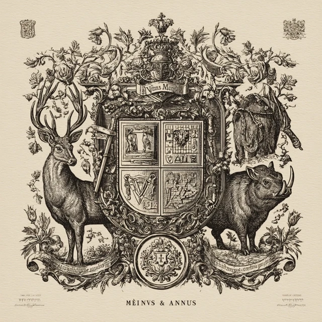 Heraldic Coat of Arms Detailed Engraving Illustration