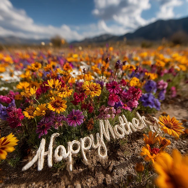 Happy Mothers Day: Colorful Flower Field