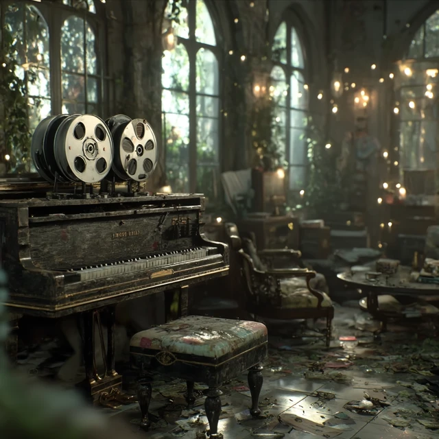 Abandoned Piano Dreamlike Scene