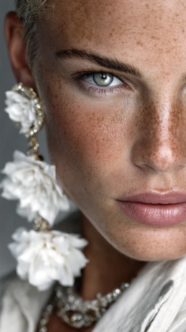 Beautiful Baltic Model with Flower Earrings