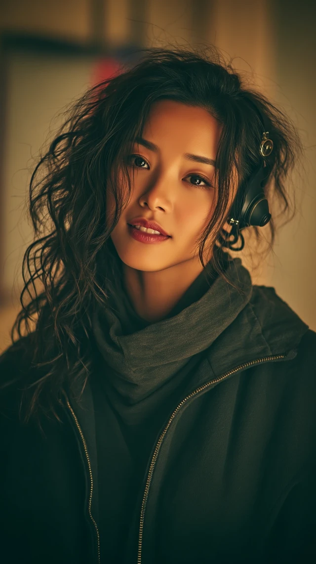 Chinese Popstar Portrait with Headphones