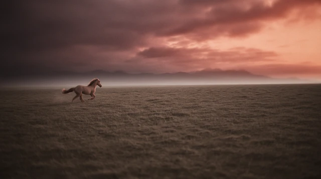 Icelandic Horse Running Dramatic Sunset Scene
