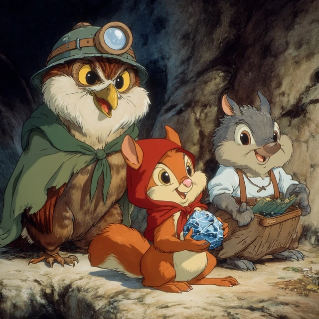 Don Bluth Animated Animals Owl Squirrel Echidna