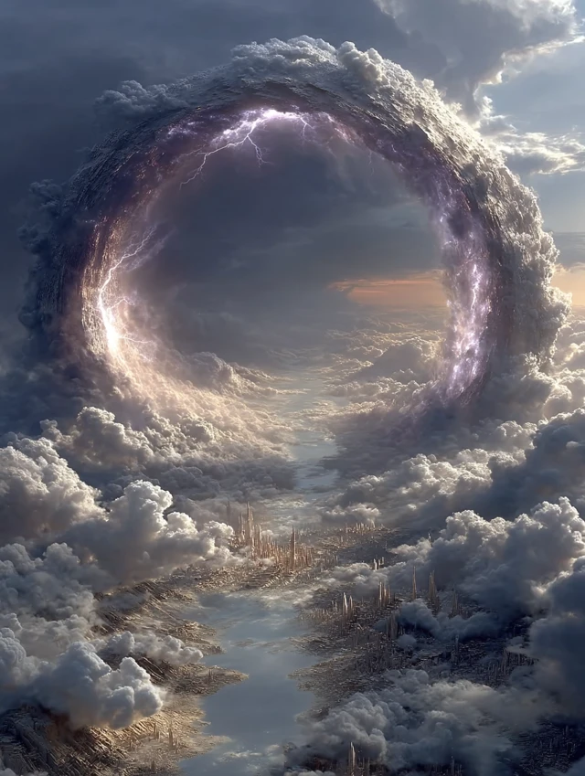 Warp Gate in the Clouds 3D Rendering