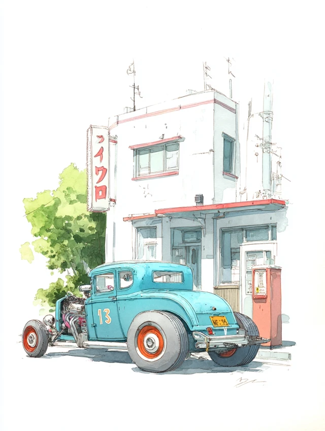 Electric Hot Rod Illustration by Katsuhiro Otomo Style
