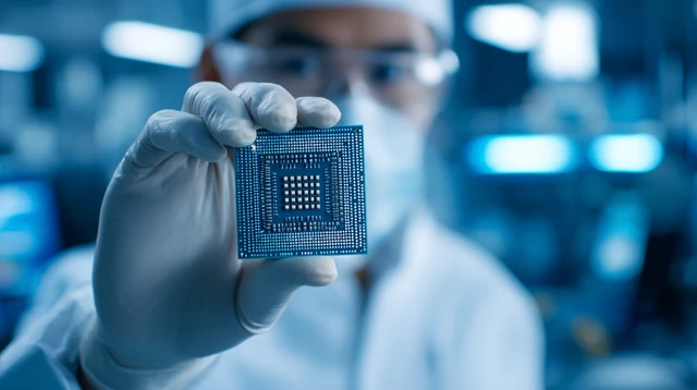 Engineer Holding CPU Chip Technology