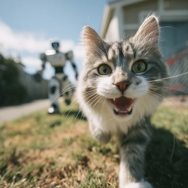 Cat vs Robot: A Funny Chase