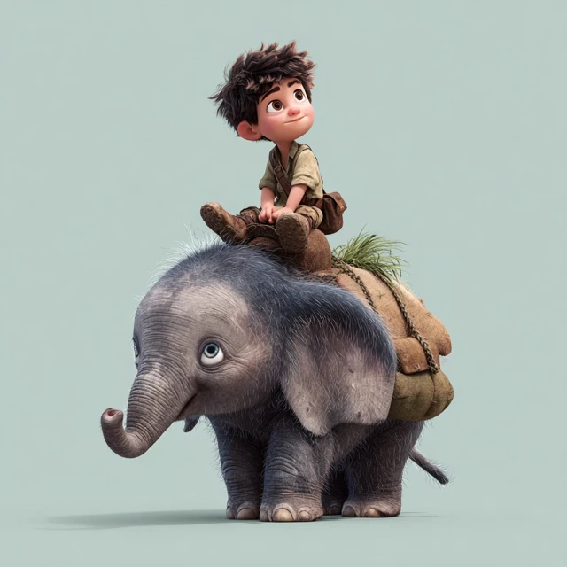 Pixar Cartoon Elephant and Mouse Adventure