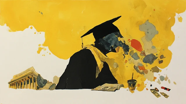 College Graduation Abstract Painting: Success and Achievement