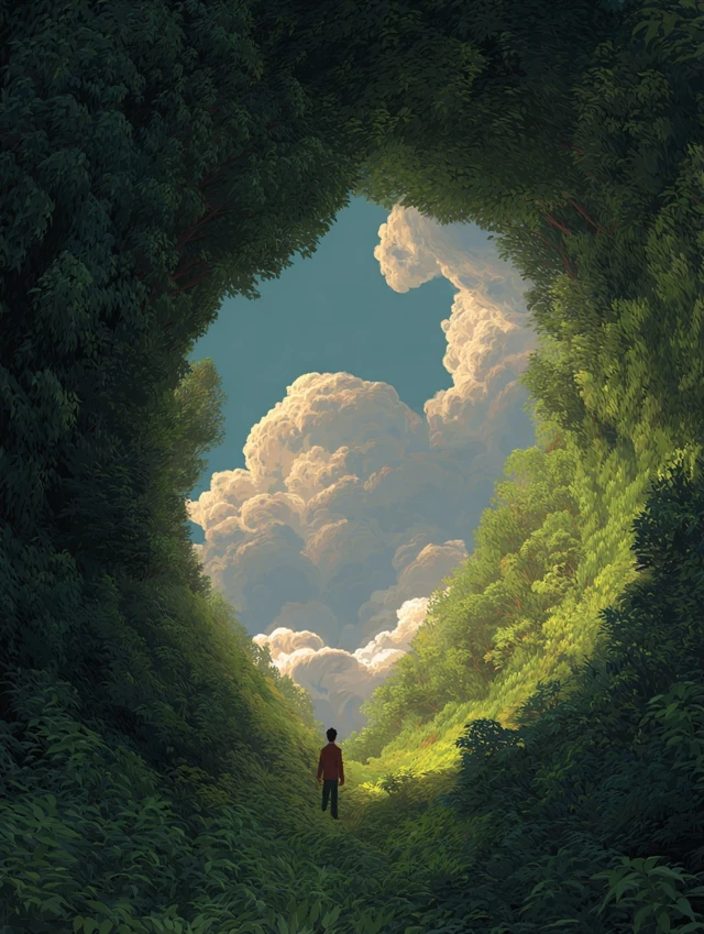 Forest Tunnel Light Cloudscape Surreal Art