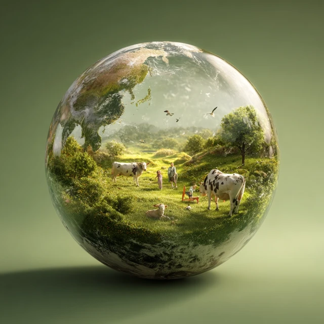 Crystal Earth Sphere A Peaceful Family Scene