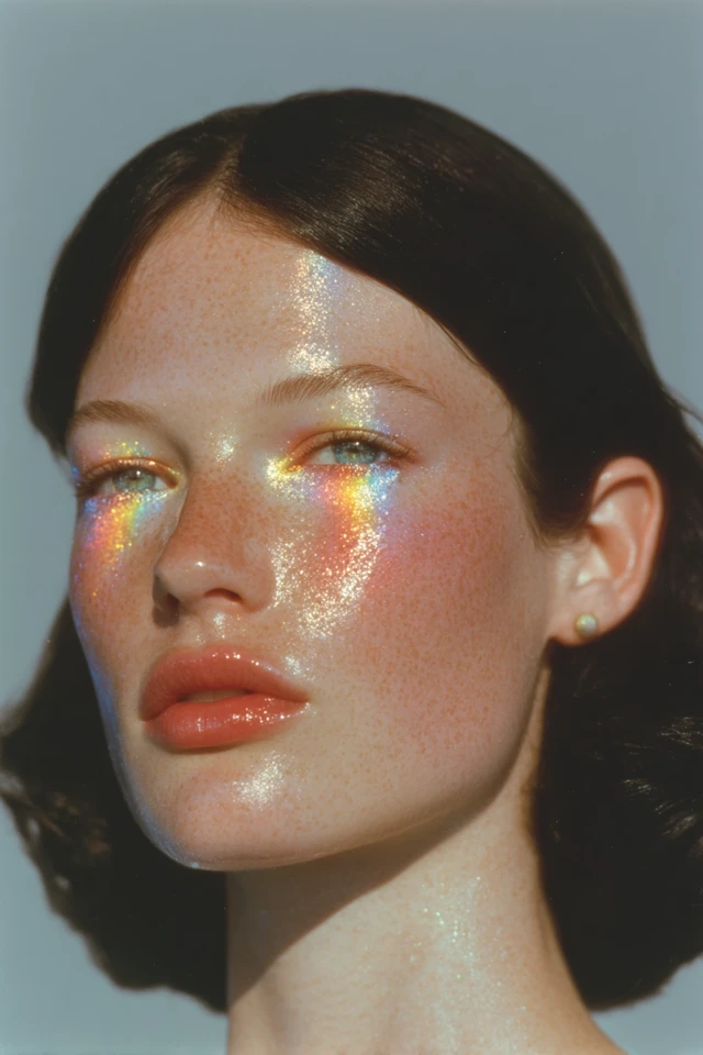 Woman Face with Glittering Tears
