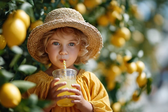 Cute Girl Drinking Lemonade Summer Photography