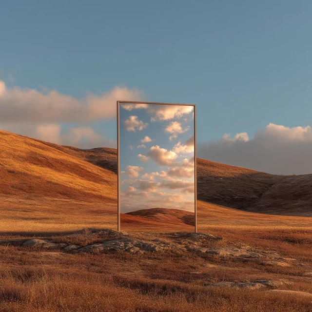 Sky Reflection in Mirror Illusion