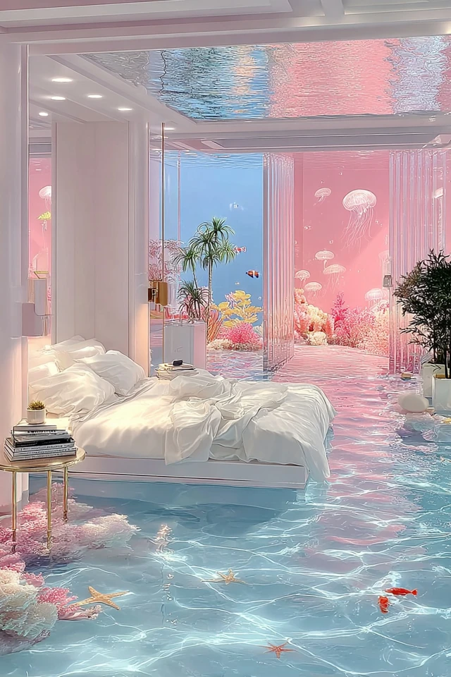 Underwater Hotel Room Dreamlike Interior Design