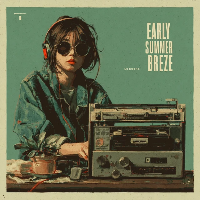 Woman Listening to Music LoFi Summer Breeze Art
