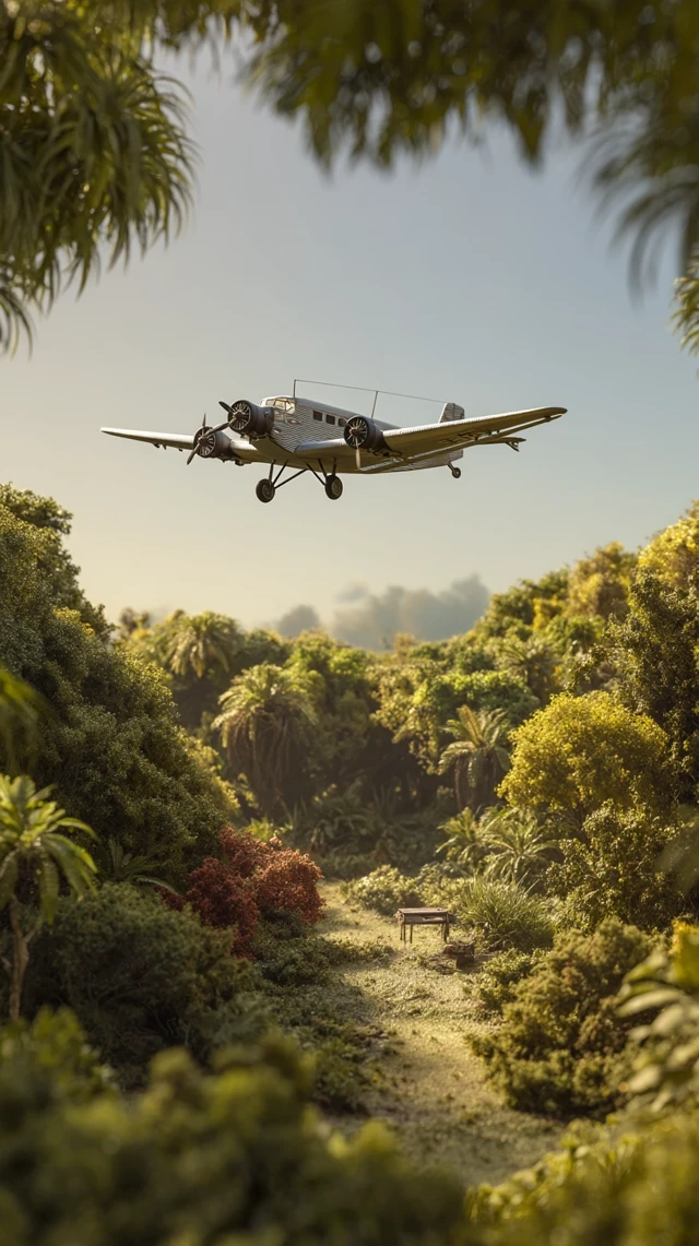 Junkers Ju 52 Airplane Over Argentinian Jungle Diorama