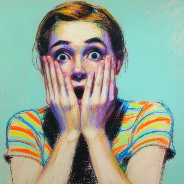 Terrified Teenager Pastel Art by Wayne Thiebaud