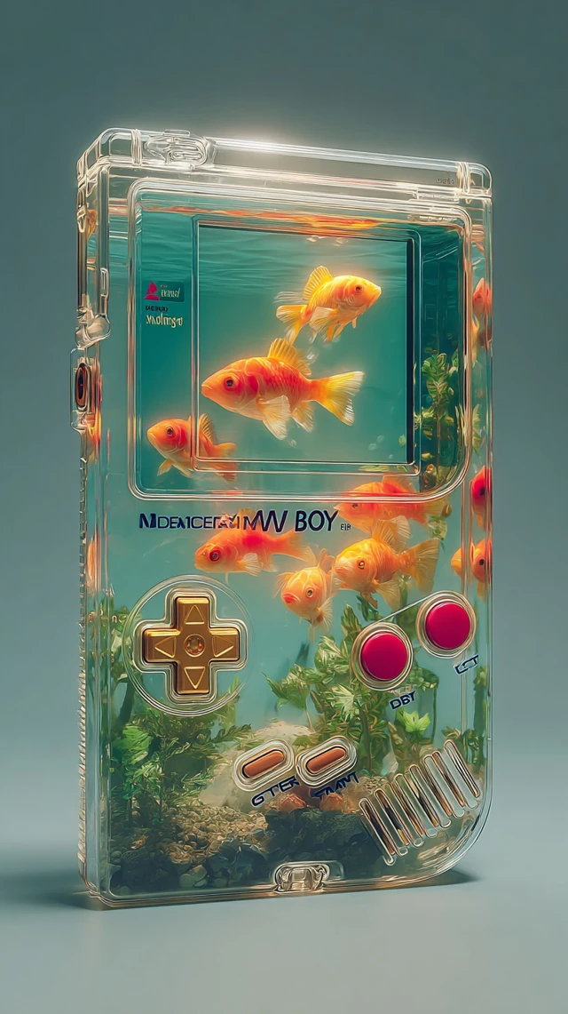 Game Boy Aquarium Golden Fish Photography
