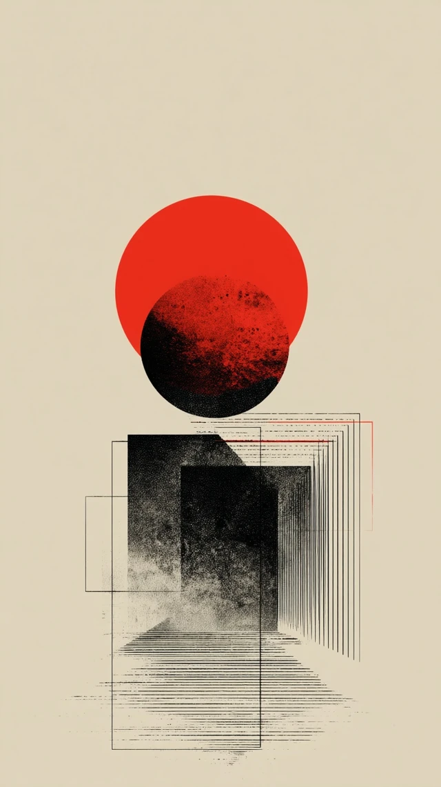 Minimalist Red Circle Geometry Drawing Poster