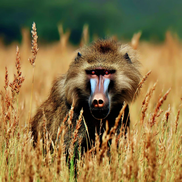 Baboon in the Grassfields: Waiting Patiently