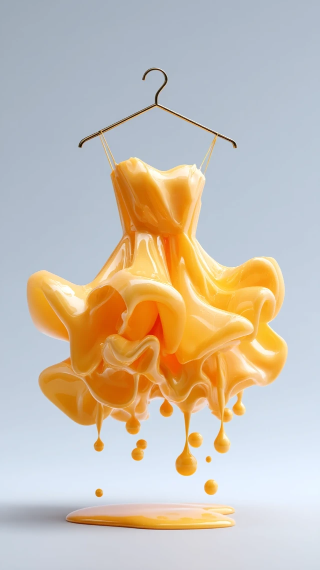 Melting Gold Dress: Surreal Fashion
