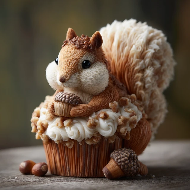 Squirrel with a Cupcake Adorable Animal Art