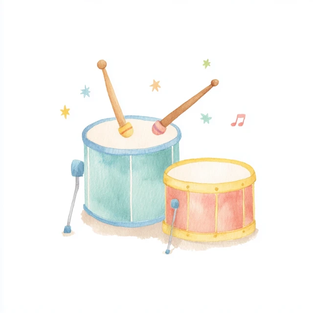 Cute Watercolor Drums Illustration for Kids