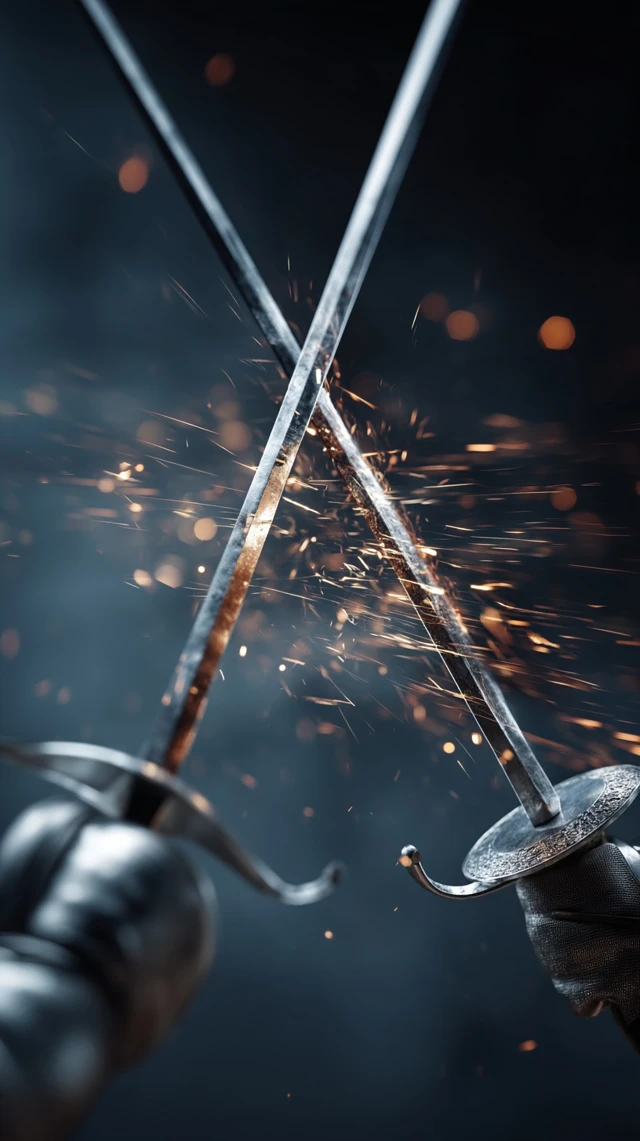 Fencing Sword Clash Epic Moment of Contact
