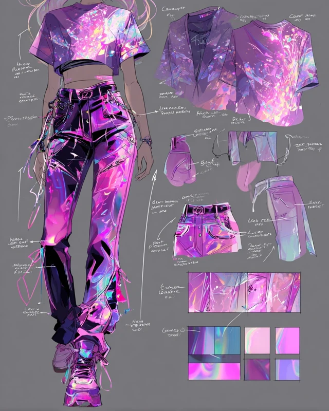 Retrowave Holographic Fashion Illustration