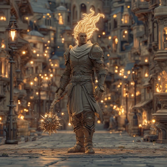 Fire Genasi Protector of a Medieval City