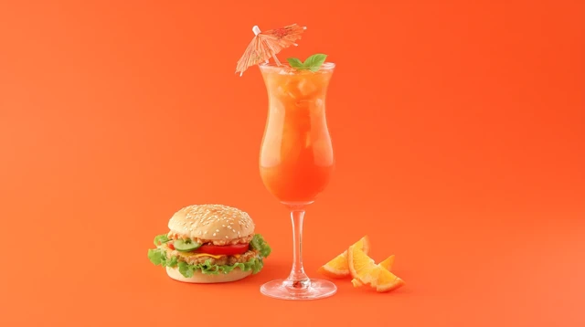 Burger and Cocktail Delicious Fast Food Pairing