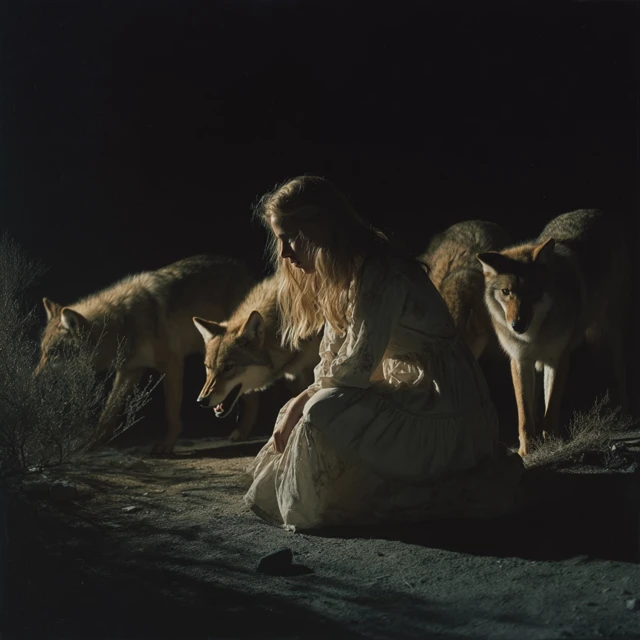 Girl Attacked by Wolves at Night