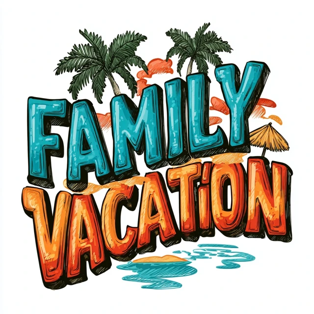 Family Vacation Graffiti Text Art