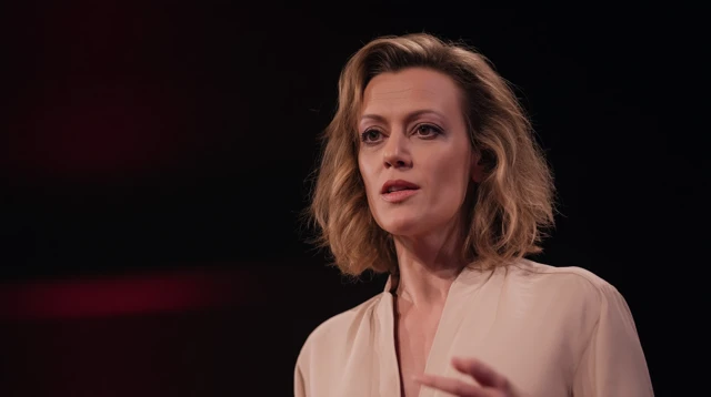 Confident Female Speaker On Stage