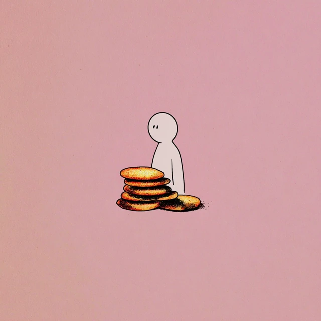 Dinosaur with bread Illustration