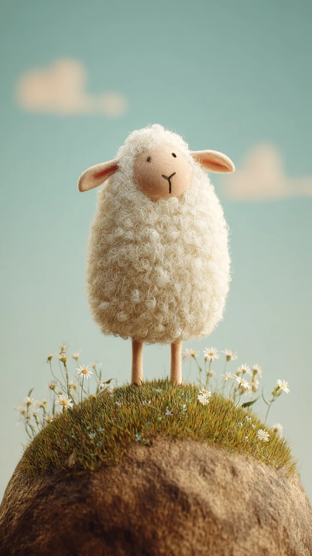 Cute Sheep Illustration Minimalist Psychedelic