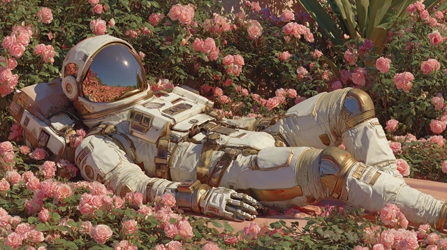 Astronaut in Roses Dreamlike Surreal Photograph