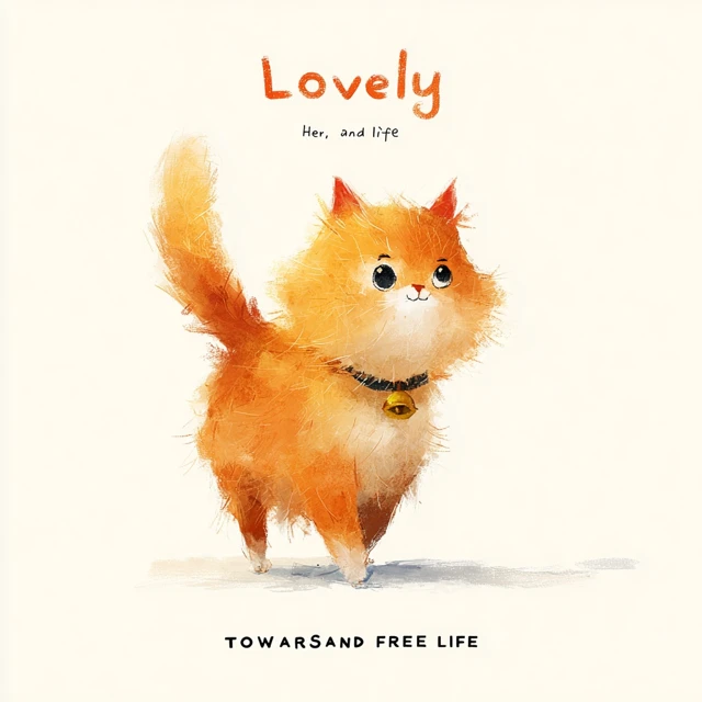 Cute Orange Cat Illustration Lovely Happy Life