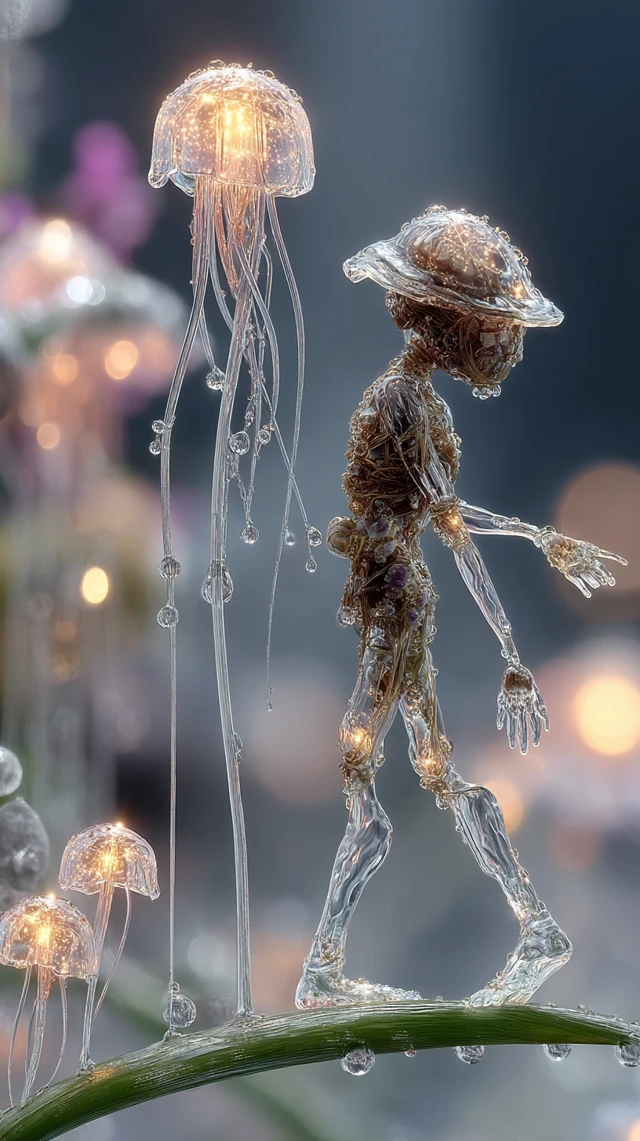 Waterman on Dewy Grass Surreal Fantasy Art
