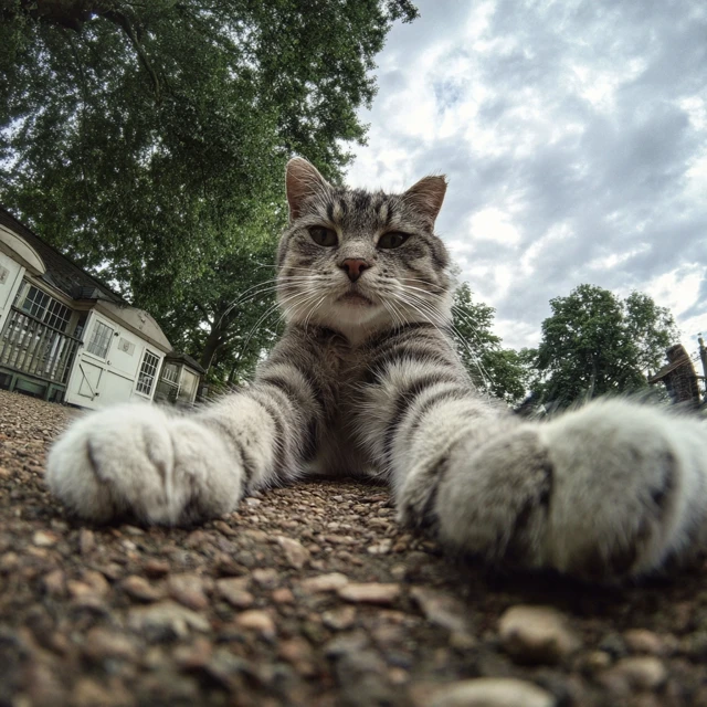Giant Cat Selfie Forced Perspective Photo