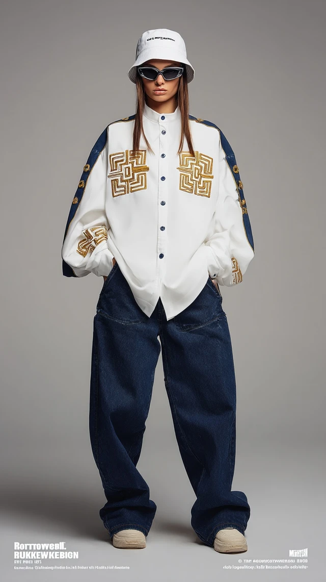 Fashion Model in Oversized Outfit