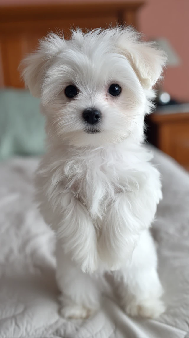 Cute Maltese Puppy Sitting Pretty