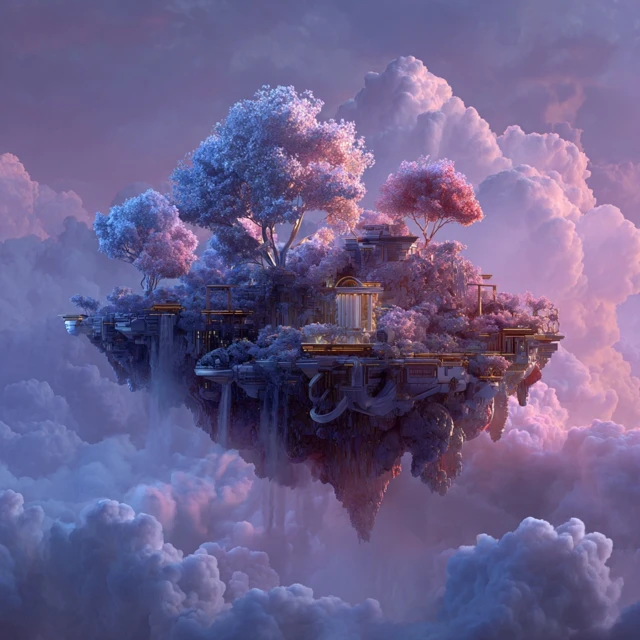 Futuristic Floating Island Eden Garden SciFi