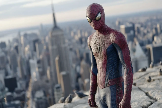 SpiderMan on Rooftop Cinematic Shot