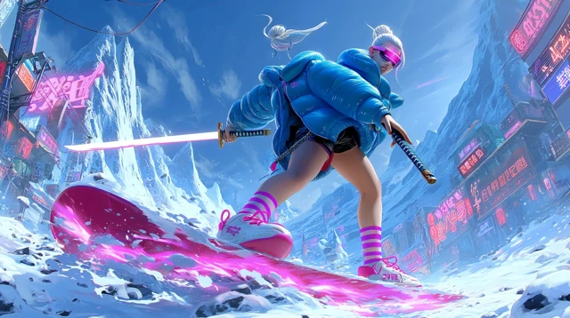 Futuristic Warrior PAIRE Snowboarding Anime