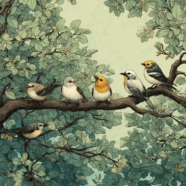 Birds on a Branch Beautiful Nature Photography